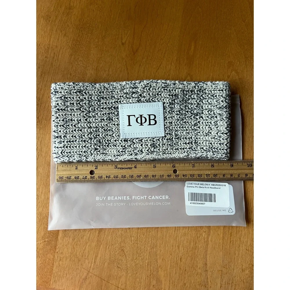 NWT Love Your Melon‎ Gamma Phi Beta Headband Knit Black White OSFM